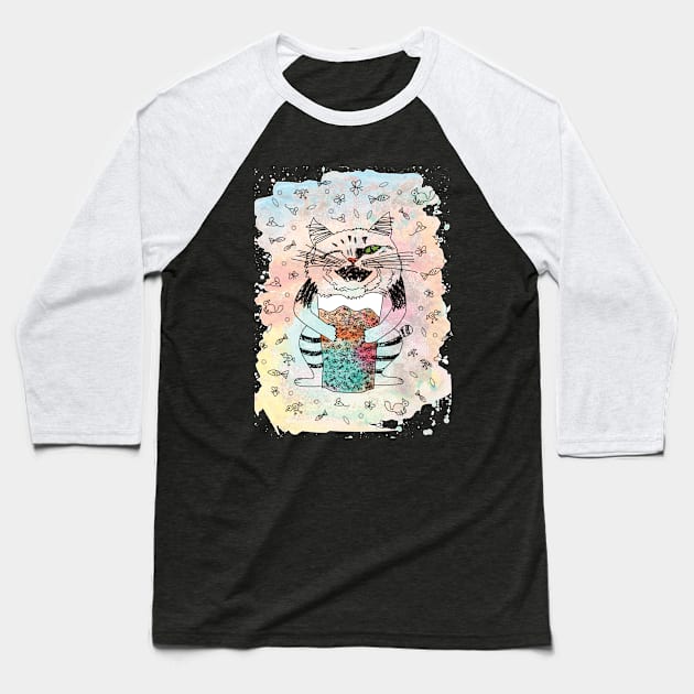 Emotional Cat Playful Baseball T-Shirt by PolinaPo